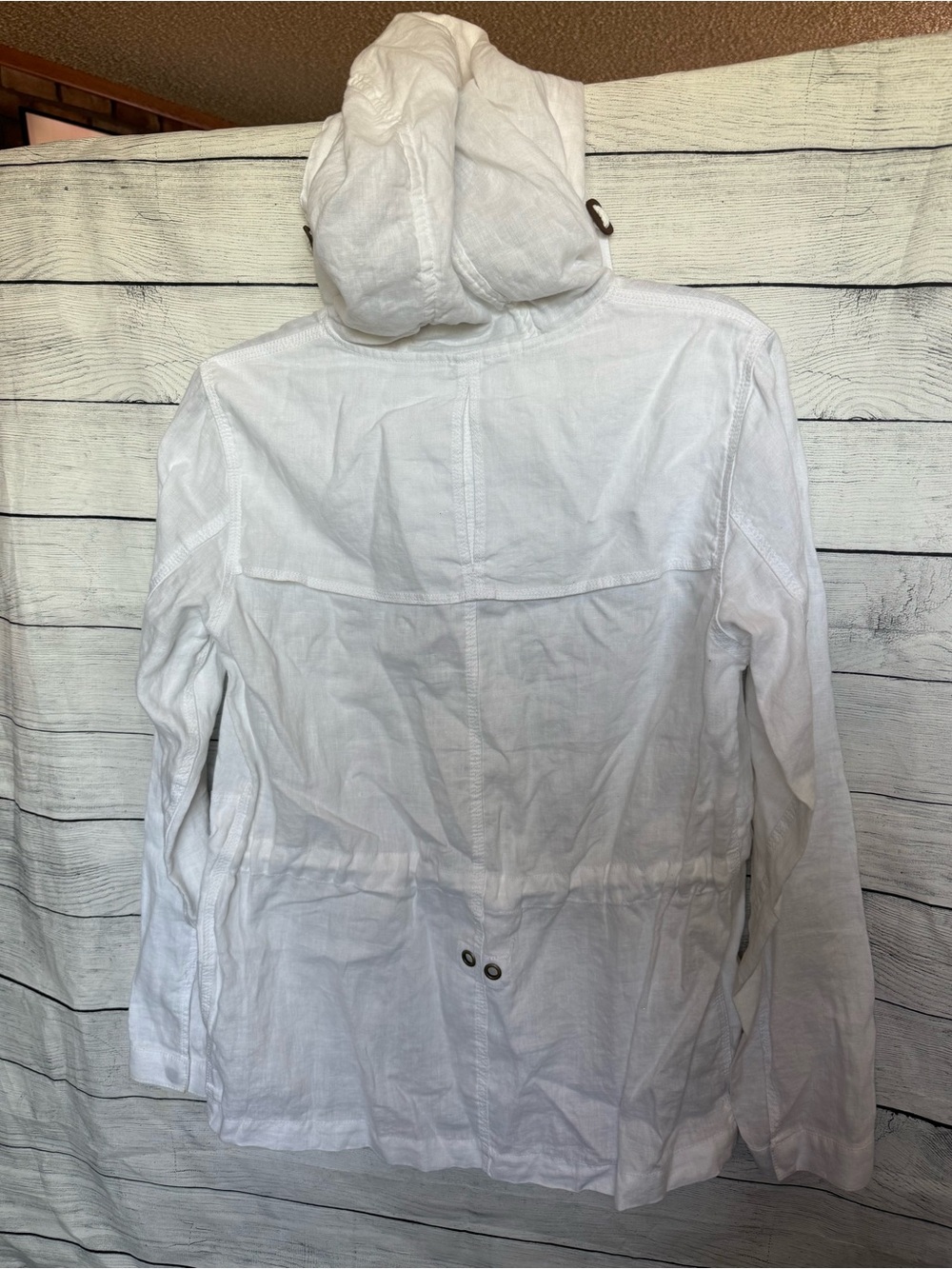 Tommy Bahama Relax White 100% Linen Hooded Utility Jacket Size Small - Picture 3 of 15